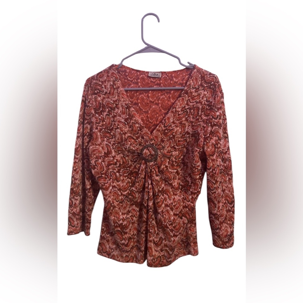 Creative Design Works Top Women Large Lace  Embroidery Rouched Buckle USA